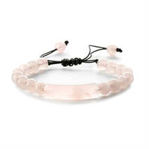 Pink Quartz &amp; Polyester Curved Bar Adjustable Bracelet - £11.80 GBP