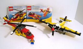 Lego Creator Sets 6745 Airplane &amp; 5866 Helicopter Complete Bonus Minifigure - $19.95