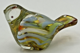 Vintage Walls Glass Bird Japan Clear with multi color 3.5&quot;L U40 - £11.70 GBP