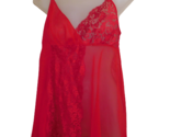 Vintage VICTORIA&#39;S SECRET  Lacy Baby Doll Negligee Red S, Top only, Gold... - £14.20 GBP