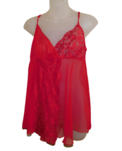 Vintage Victoria&#39;s Secret Lacy Baby Doll Negligee Red S, Top Only, Gold Label - £14.04 GBP