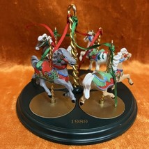Vintage Hallmark Keepsake Ornament Carousel With 4 Horses And Display St... - £19.66 GBP