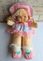 1992 Fisher Price Puffalumps Pretty Hair Doll Baby Blonde Braids Blue Eyes Pink - £31.13 GBP