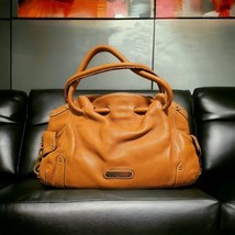 Cole Hann Large Camel Pebbled Leather  Satchel Boho Bage Tote  - $72.04