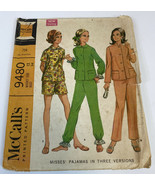 McCalls Vintage Sewing Pattern 9480 1960&#39;s Size 12 Bust 34 Pajamas 3 Way... - $214.58 MXN