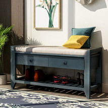 Storage Bench Entryway Bench with Removable Basket and 2 Drawers,White Washed - £163.45 GBP