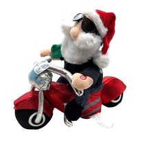 Gemmy Animated Motorcycle Santa Biker Sunglasses Plays Wild Thing Works Video - £17.92 GBP