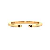 Sterling Silver 925 Jewelry: Mini Black Zircon, Gold-Plated Thin Open Ring (0.93 - £23.12 GBP
