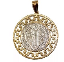 San Benito 18k Gold Plated Pendant 20 inch Chain  St.Benedict Medal prot... - $14.73