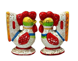 Rooster Salt and Pepper Shaker Set LEGO Japan Ceramic Colorful Retro Vin... - £6.08 GBP