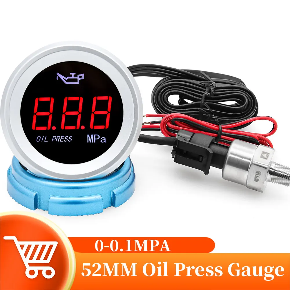 12/24V Universal Digital Oil Pressure Gauge With Alarm 52MM Electronic LED Oil - £14.96 GBP+