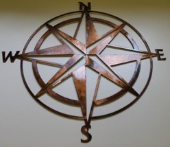 Nautical Compass Rose - Metal Wall Art - Copper  and Bronzed Plated 36&quot; x 36&quot; - £110.09 GBP