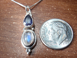 Faceted Iolite &amp; Moonstone 925 Sterl Silver Pendant you will receive exact item - £11.50 GBP