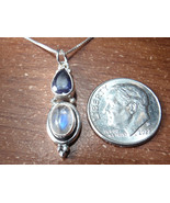 Faceted Iolite &amp; Moonstone 925 Sterl Silver Pendant you will receive exa... - £11.33 GBP