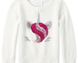 NWT The Childrens Place Glitter Sequin Unicorn Girls White Sweater 2T - $10.99