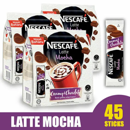 NESCAFE 3 in 1 Latte Mocha Instant Coffee 45 sticks (3-pack) DHL EXPRESS - $52.80