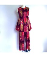 Vintage 70s Hostess Pajamas Pant Suit M Quilted Sleeveless Top &amp; Pant Wi... - $123.42 CAD