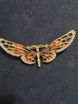 Vintage Enamel Butterfly  Statement Brooch Pin. Pretty  3&quot; Long Missing ... - $20.46 CAD