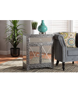Senan Industrial Silver Metal and Mirrored Glass 1-Drawer Sideboard - $7,569.64 MXN