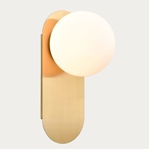 Modern Wall Light Brass Wall Sconce With White Opal Glass Globe - £103.29 GBP