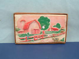Small handmade shabby chic vintage barnyard plastic picture on particle ... - $832.13 MXN