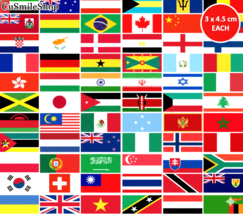 Flags of all Nations Iron On Patch 3 x 4.5 Cm Embroidered Backpack Count... - €11,27 EUR