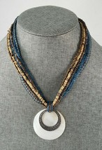 BOHO/Native Coldwater Creek Multi-Strand Necklace - Mother of Pearl Shell - Blue - £24.42 GBP