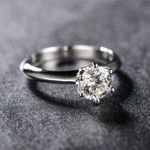1.50 KT Rotondo Cut Diamond Engagement Anello Solitario 14K Oro Bianco Argento - £161.60 GBP
