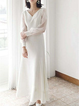 Simple Beach Boho Wedding Dresses,Outdoor Wedding Dress with Long Sleeves - £133.71 GBP