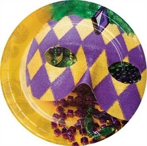 Masks of Mardi Gras 7 Inch Paper Plates 8 pack Mardi Gras Tableware Supplies - £11.00 GBP