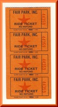 4 Vintage Fair Park Amusement Park Ride Tickets, Nashville, Tennessee/TN - $5.00
