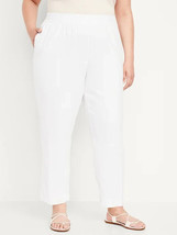 Old Navy High Rise Linen Blend Straight Pants Womens 3X White Beach NEW - £23.09 GBP