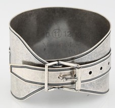 Mason Martin Margiela Silver-Plated Adjustable Buckle Bracelet 8&quot; 73.8 g - £323.80 GBP