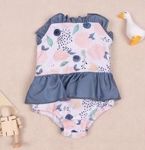 NEW Boutique Girls Floral Ruffle One Piece Swimsuit Size 4T - £10.35 GBP
