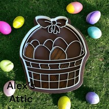 3d printed Plastic Cookie Cutter - Easter Basket Filled w/ Eggs - $4.46