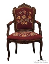 VINTAGE ANTIQUE Louis XV French Provincial Needlepoint Accent Arm Chair w. Na... - £629.07 GBP