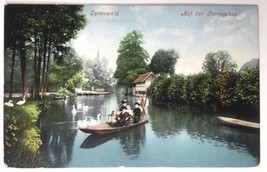 Spreewald Gorroschoa (now Südumfluter) Antique PC Canoe People Swans - $15.00
