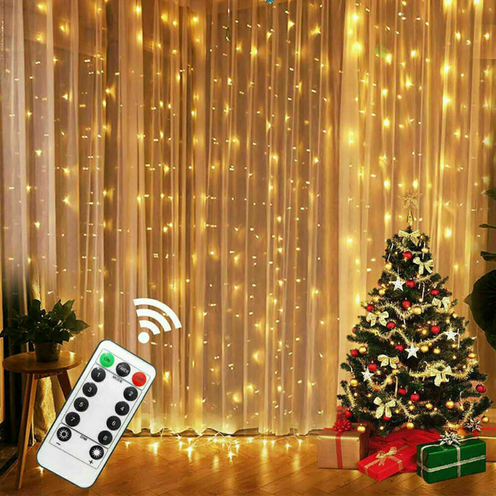 Window Curtain String Lights 300 LED USB Powered Copper Wire w/ Remote C... - $4.95