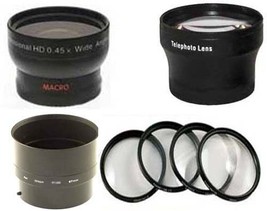 Wide Lens + Tele Lens + Macro Close Up+ Tube bundle for Nikon CoolPix P520, P510 - £61.14 GBP