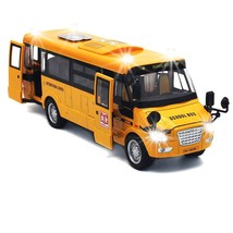 9&quot; Pull Back School Bus,Light Up &amp; Sounds Die-Cast Metal Toy Vehicles With Brigh - £31.12 GBP