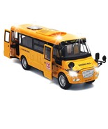 9&quot; Pull Back School Bus,Light Up &amp; Sounds Die-Cast Metal Toy Vehicles Wi... - £29.50 GBP