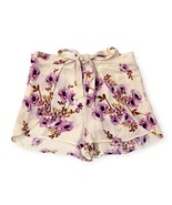 Flowy Crossover Women&#39;s Boho Shorts: Cream and Purple Floral, US2, UK 6 - £12.43 GBP
