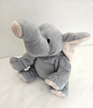 TY Pluffies Winks Elephant 10&quot; Plush Stuffed Animal 2016 Gray Pink Plastic Eyes - £7.70 GBP