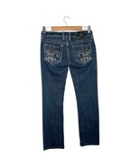 Miss Me Jeans Womens 27 Blue Rhinestone Fleur de lis Embellished Pockets... - $54.14 CAD