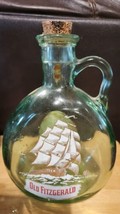 Old Fitzgerald Flagship Masted Ship DECANTER  Green Glass Nautical Decor - $32.57