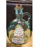 Old Fitzgerald Flagship Masted Ship DECANTER  Green Glass Nautical Decor - $32.57