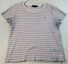 Tommy Hilfiger T Shirt Top Womens XL Multi Striped Short Sleeve Round Neck Logo - £6.81 GBP