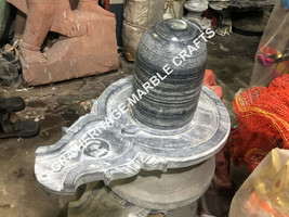 14&quot; Shiva Lingam Shivling Black Marble Handmade Hinduism Worship Idol Deco E1159 - £798.61 GBP