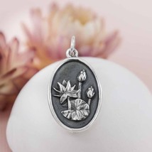 Silver Waterlily Charm - July Birthflower 25x13mm - £17.83 GBP