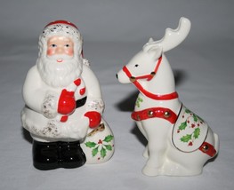 Lenox China Holiday Santa &amp; Reindeer Salt &amp; Pepper Shaker Set -Never Used- - $18.00